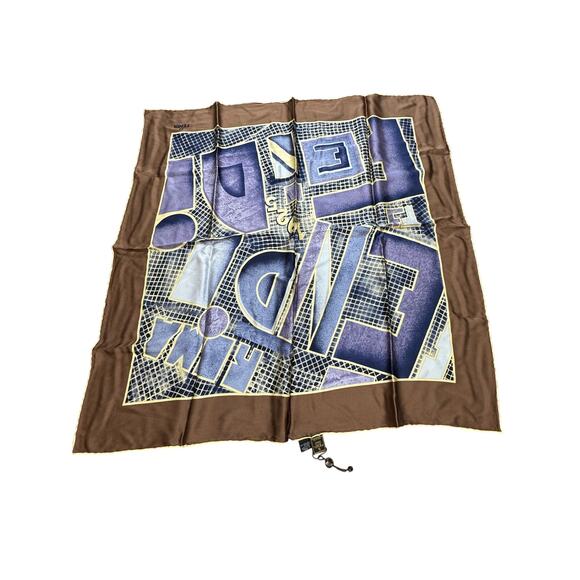Fendi Purple and Brown Graffiti Style Silk Scarf  in Box - Picture 1 of 7